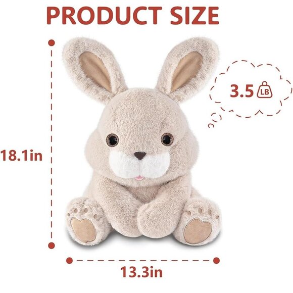 Fluffy Plush Bunny Stuffed Weighted Animal Toy 18" 3.5 Lbs By NiuNiuDaddy - Picture 2 of 10